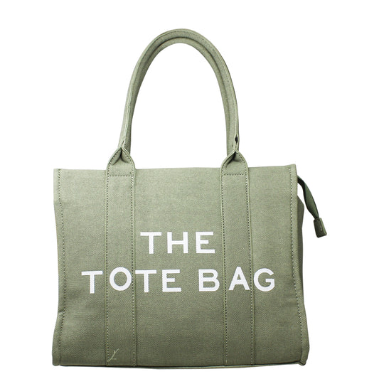 Stylish Medium Canvas Sage Green Tote Bag with Detachable Strap